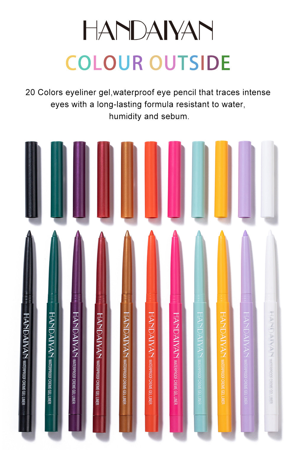 20 Pack Quick-Drying Waterproof Eyeliner Gel Pens
