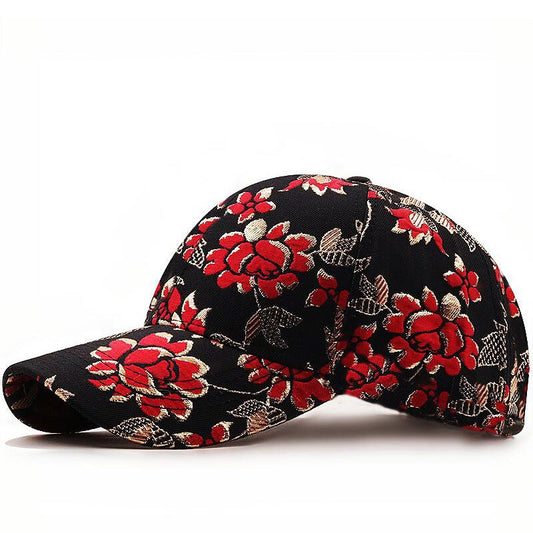 Harajuku Style Embroidered Flower Baseball Cap