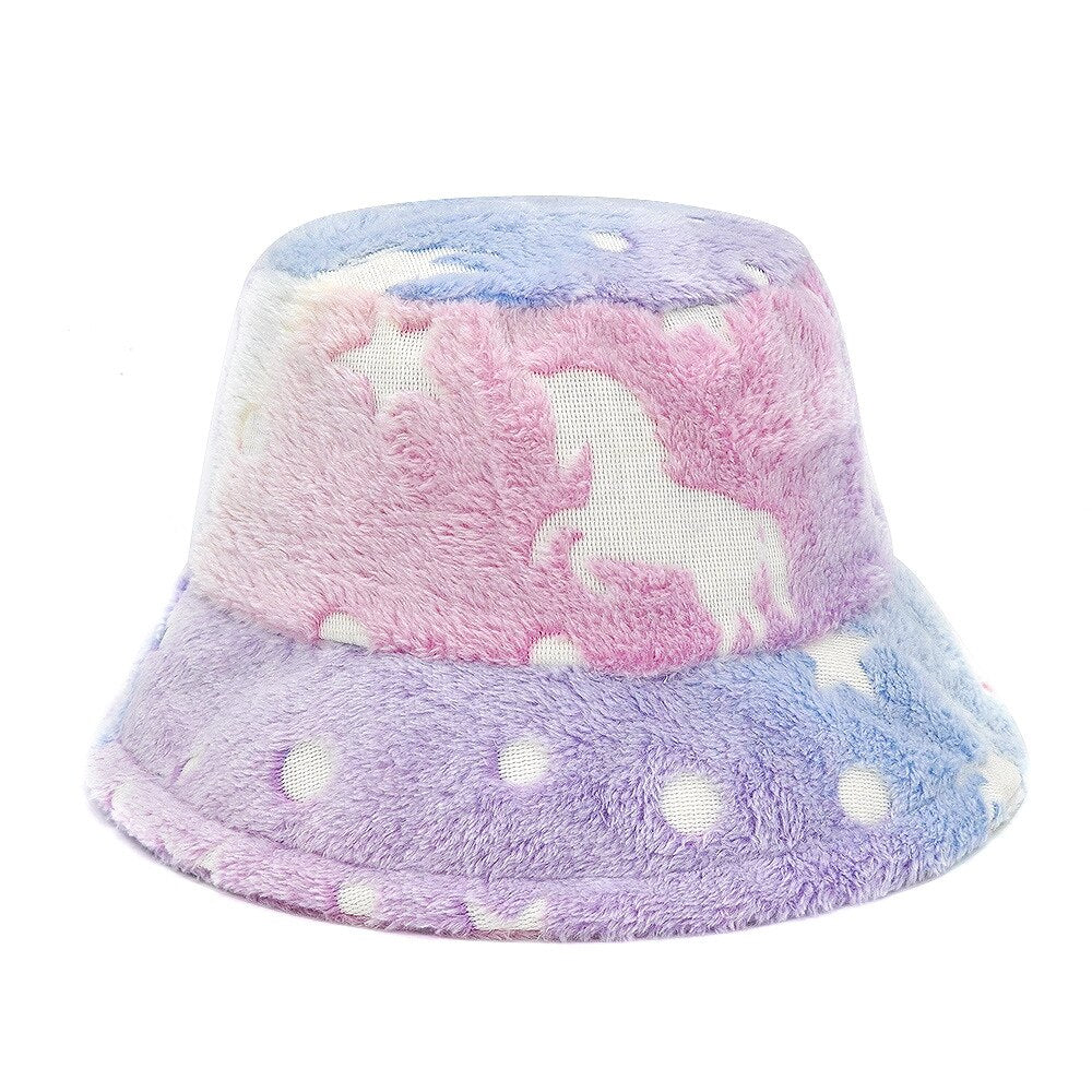 Camouflage Faux Fur Bucket Hat - Warm & Stylish Fisherman Hat