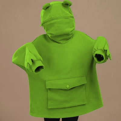 Harajuku Frog Hooded Pullover - Casual Winter Sweatshirt