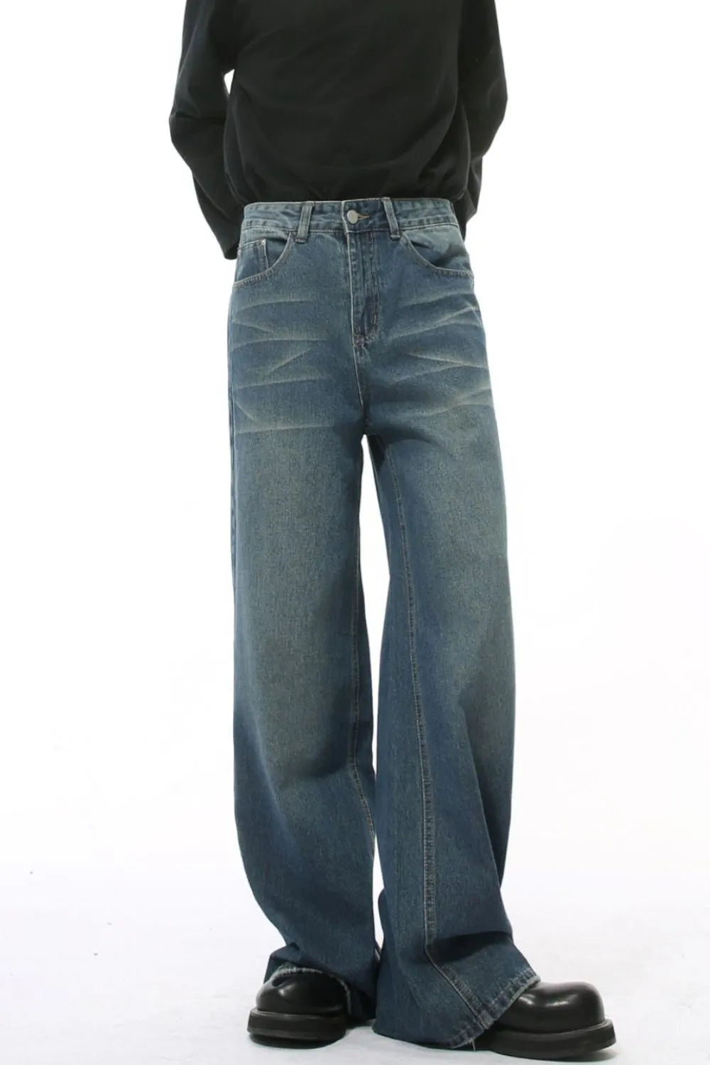 Playful Wide Leg Pocketed Jeans - Harajuku Style
