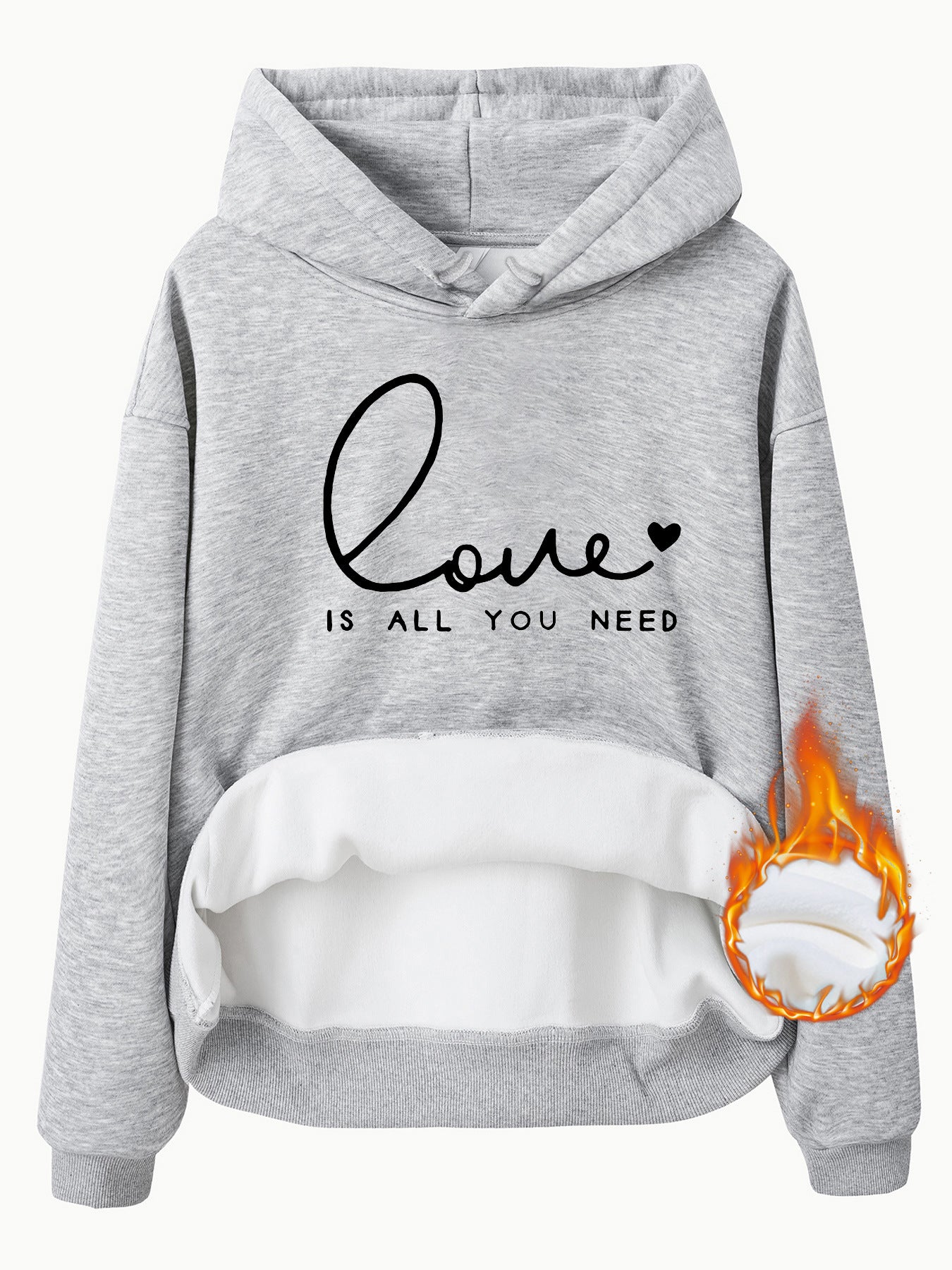 Hooded Long Sleeve Fleece Hoodie Top with IS ALL Print