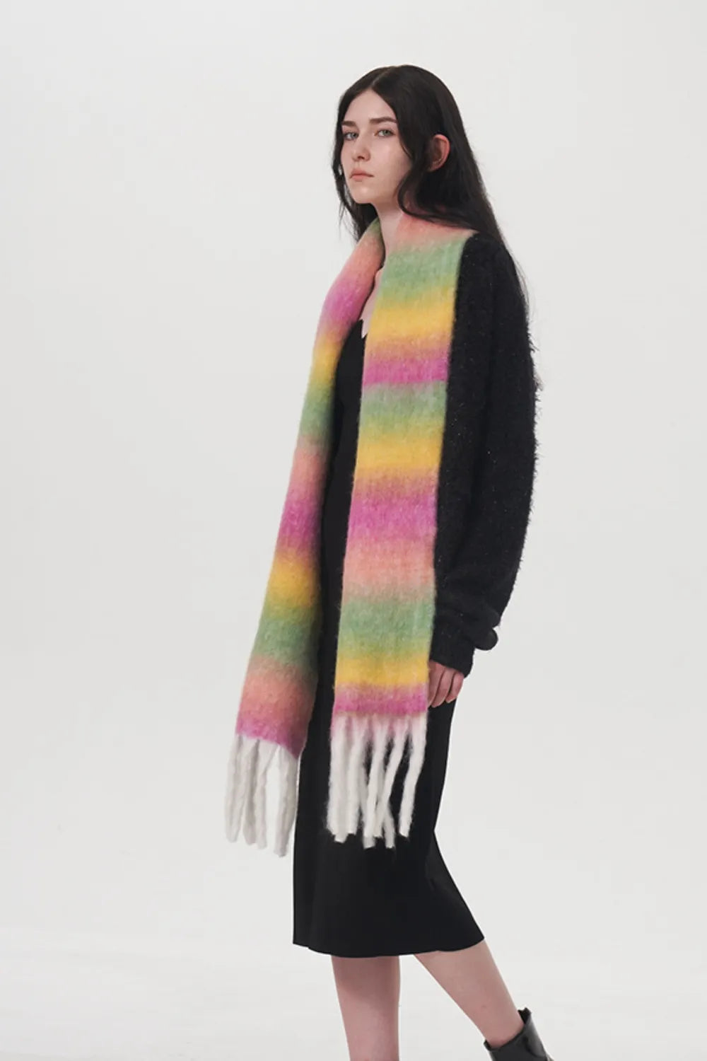 Fringe Gradient Thermal Scarf - Harajuku Style