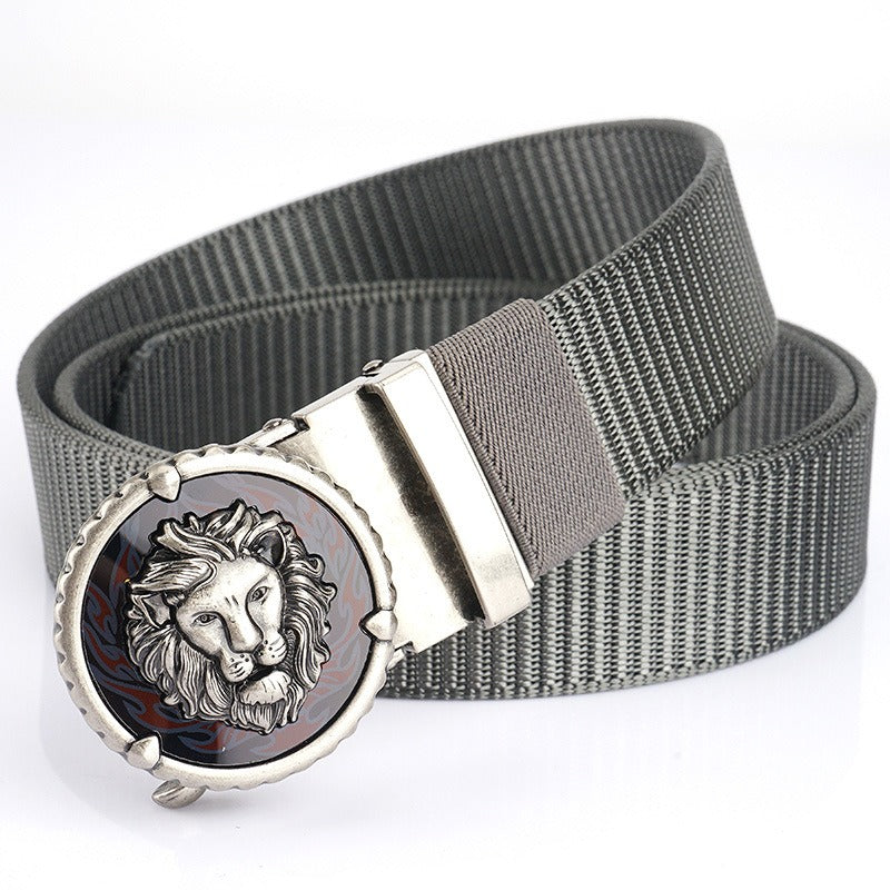 Playful Tank Patterned Nylon Waist Belt with Alloy Automatic Buckle