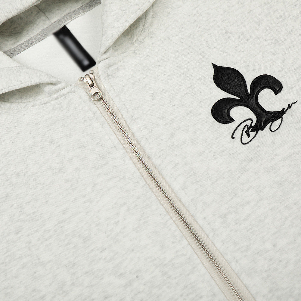 Cross Leather Patches Embroidered Hoodie