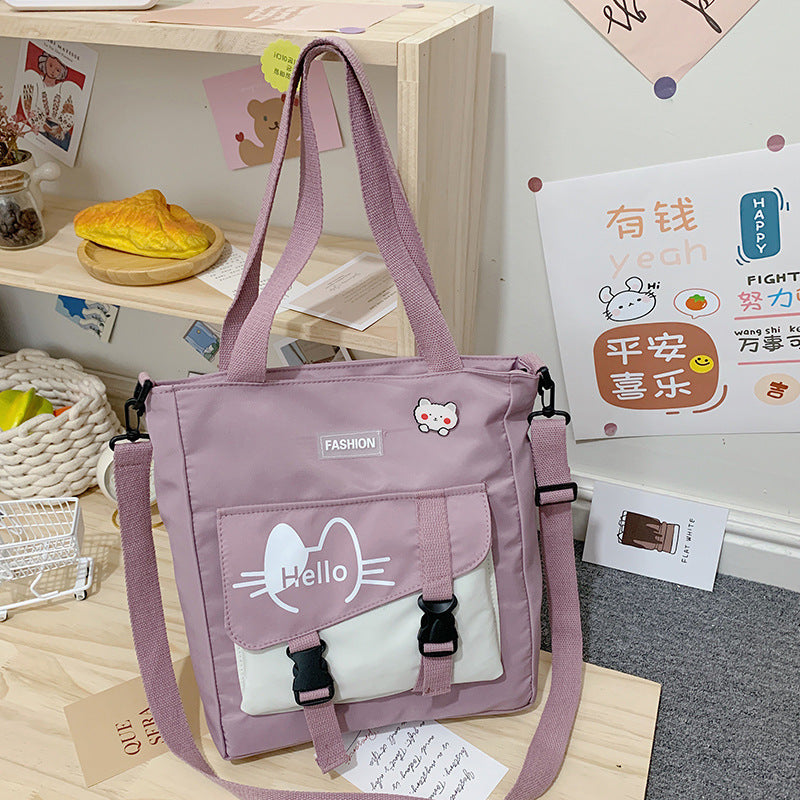 Harajuku Style Canvas Tote Bag for Students