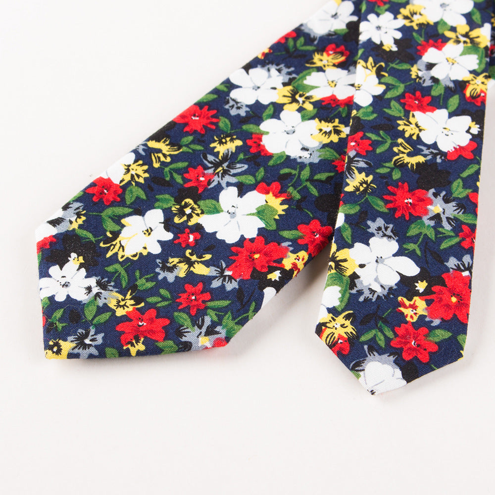 Men's Cotton Floral Print Wedding Tie