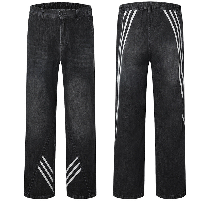 Playful Color Blocked Striped Design Jeans