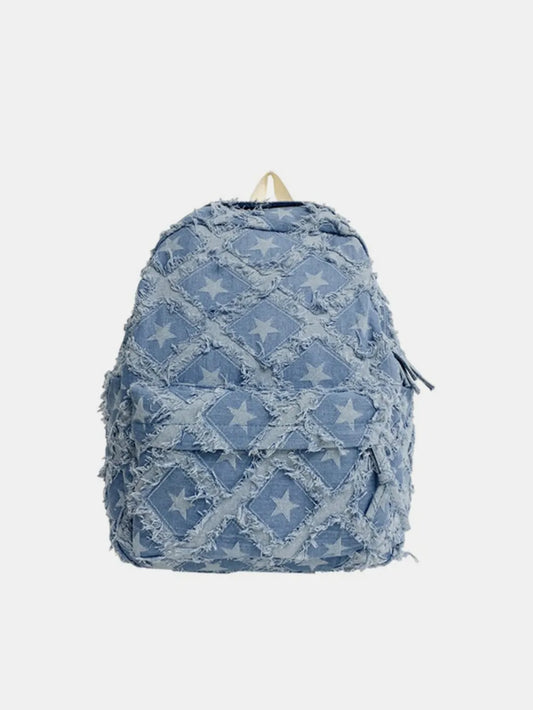 Playful Star Denim Backpack Bag