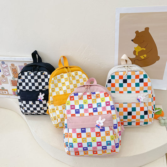 Harajuku Style Plaid Backpack for Kids