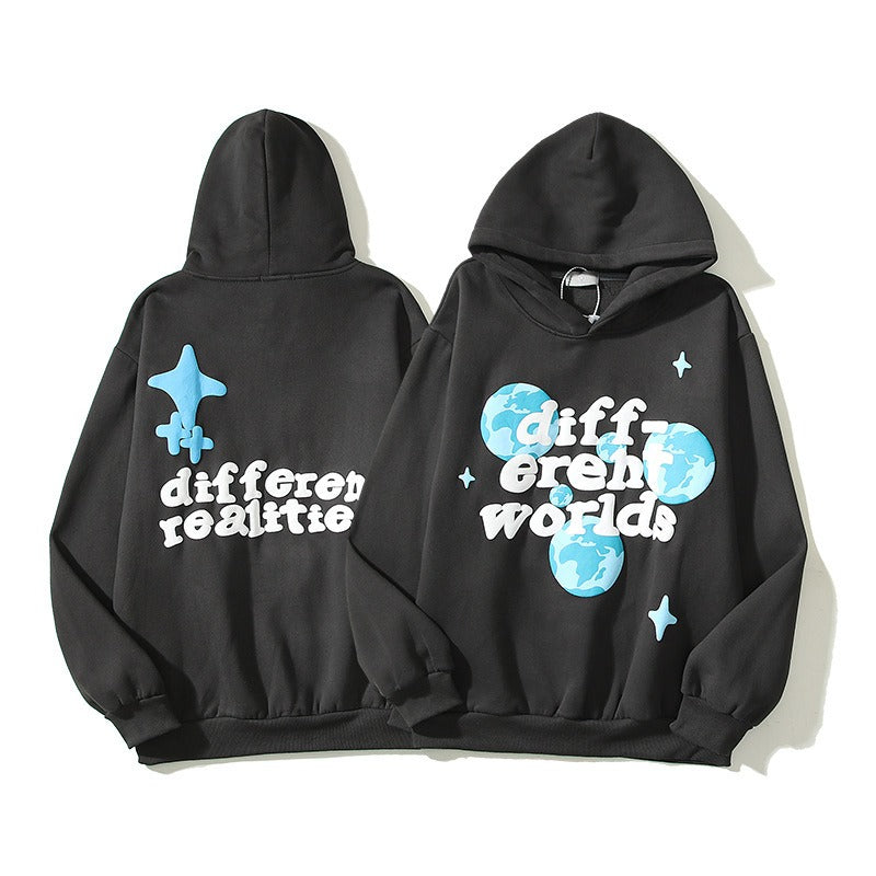 Harajuku Retro Graffiti Letter Print Hoodie