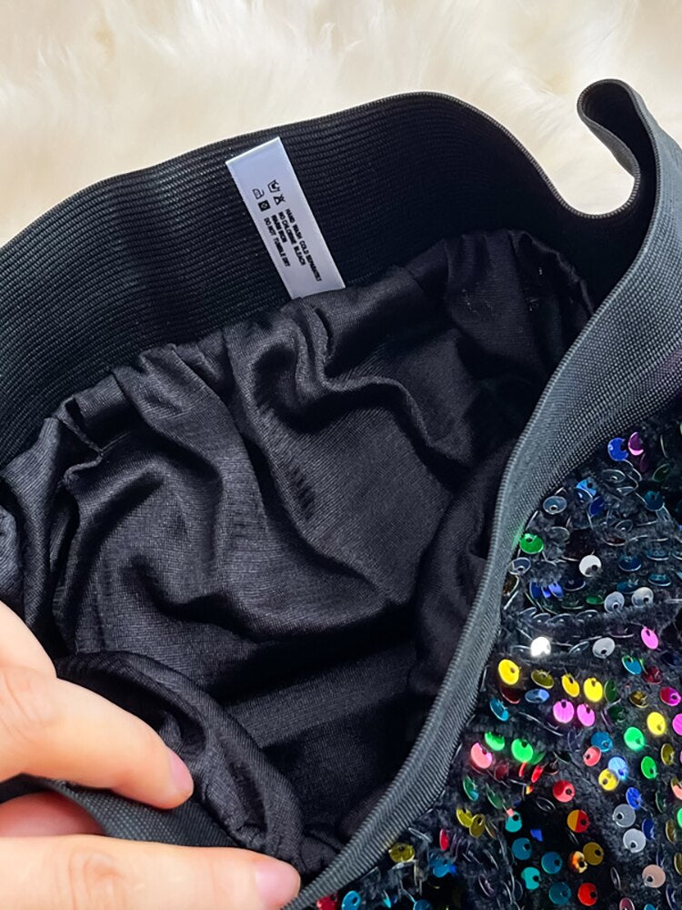 Harajuku Style Sequins Midi Skirt - Elegant A-Line Design