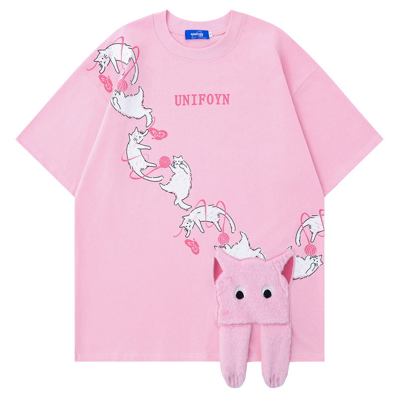 Short Sleeve T-Shirt Pink Couple Edition Summer Half Sleeve for Men