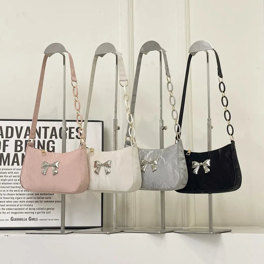 Playful Bow PU Leather Shoulder Bag