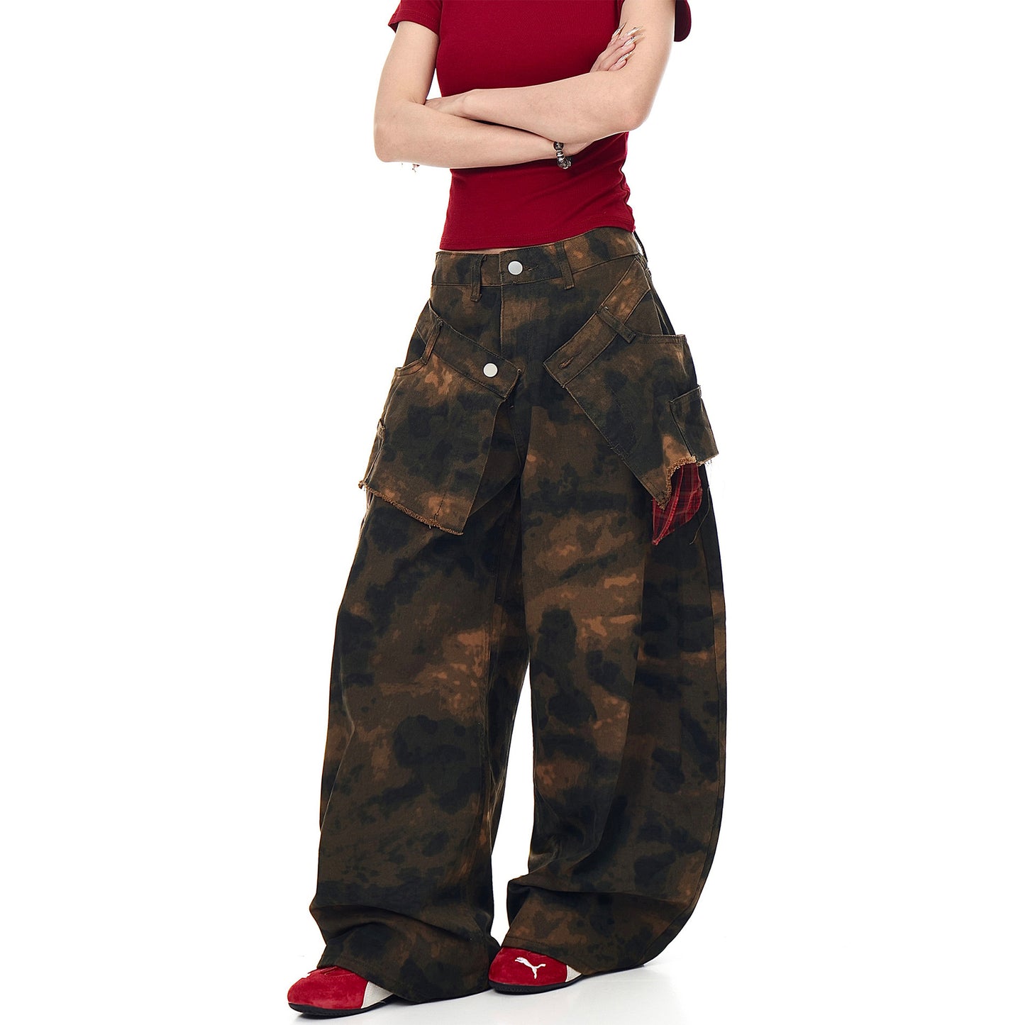 Retro Camouflage Curved Knife Jeans - Summer Style