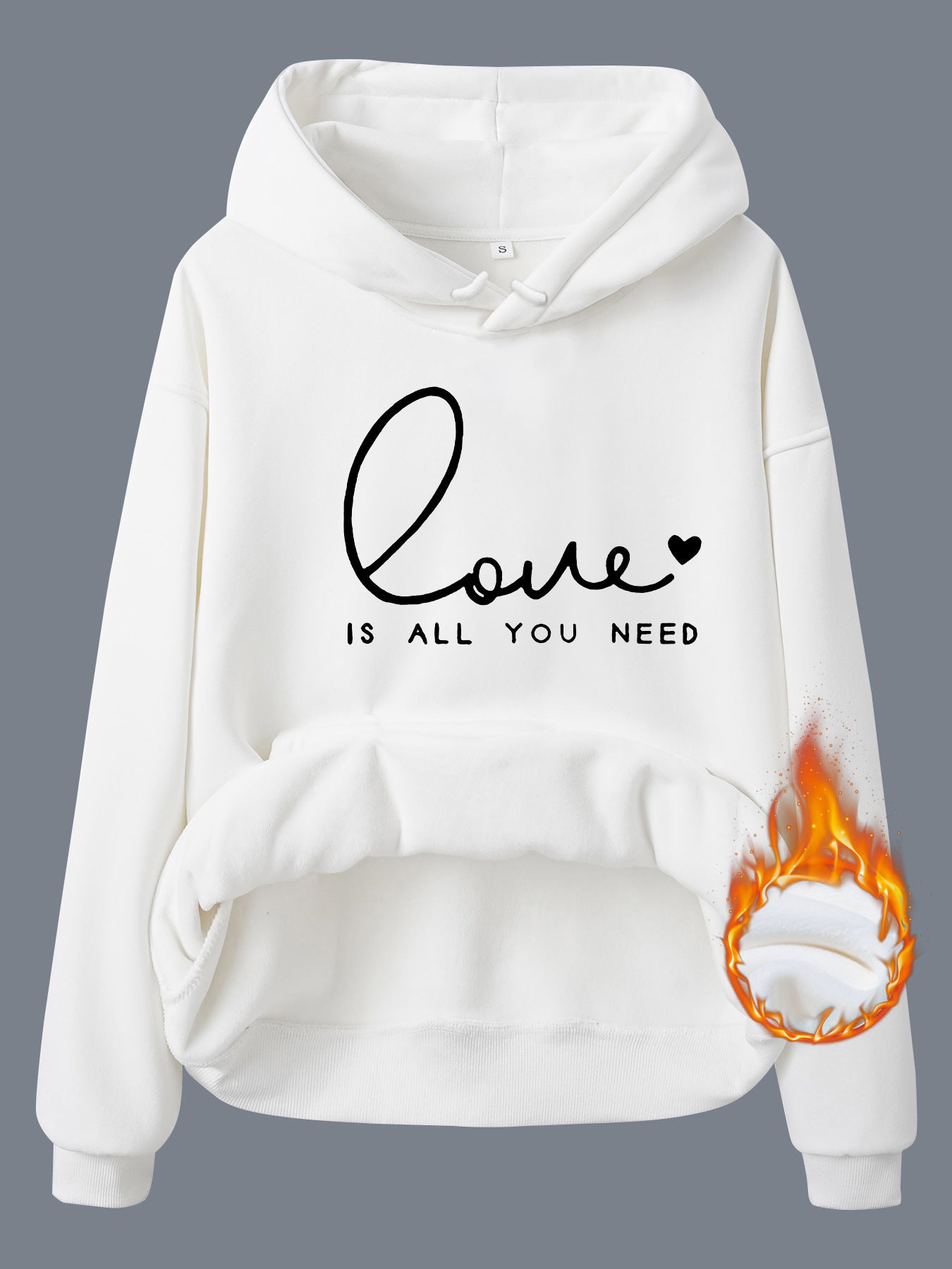 Hooded Long Sleeve Fleece Hoodie Top with IS ALL Print