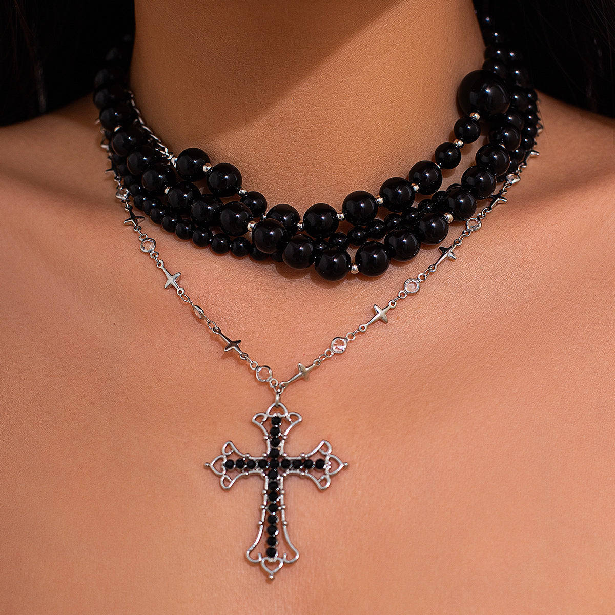 Harajuku-Inspired Dark Style Cross Pendant Necklace
