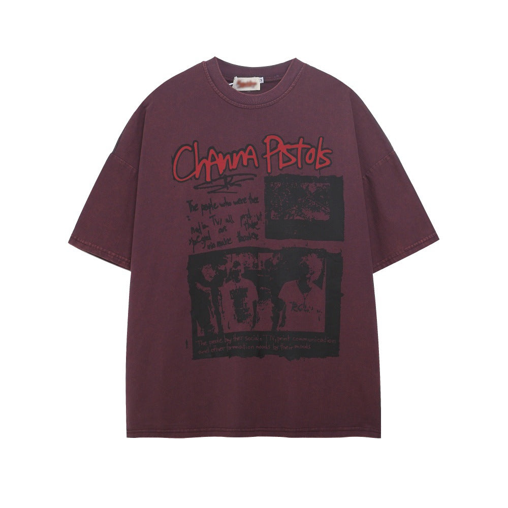 Dark Silhouette Print Cotton Short Sleeve Tee - Harajuku Style
