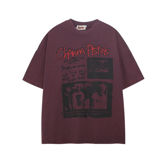 Dark Silhouette Print Cotton Short Sleeve Tee - Harajuku Style
