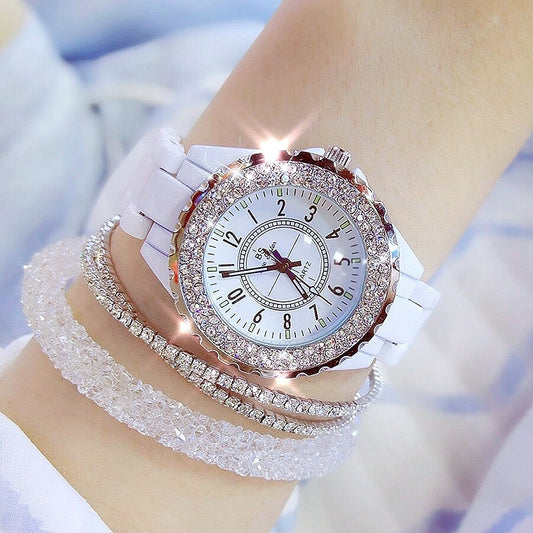 BS Bee Sister White Ceramic Luxury Watch for Women