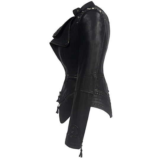 Harajuku Style Black Faux Leather Motorcycle Jacket