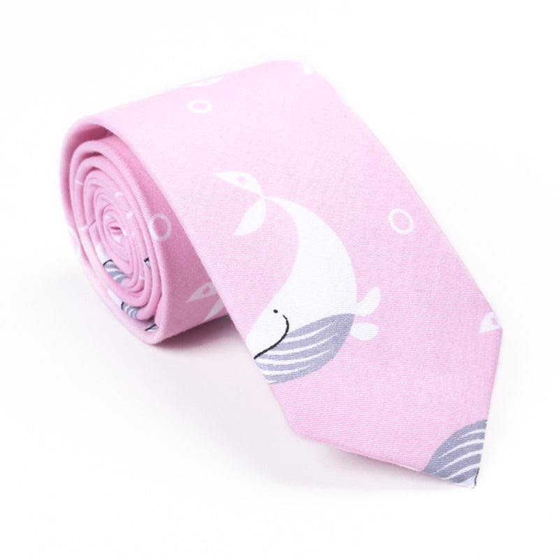 Printed Cartoon Cotton Neck Unisex Animal Pattern Tie