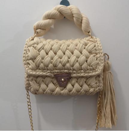Harajuku Chic Hand-Woven Crossbody Bag with Chain
