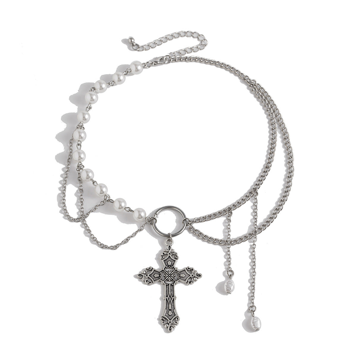 Gothic Multi-Layer Crystal Tassel Necklace