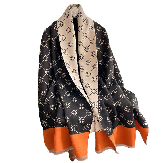 Playful Sunflower Pattern Imitation Cashmere Scarf