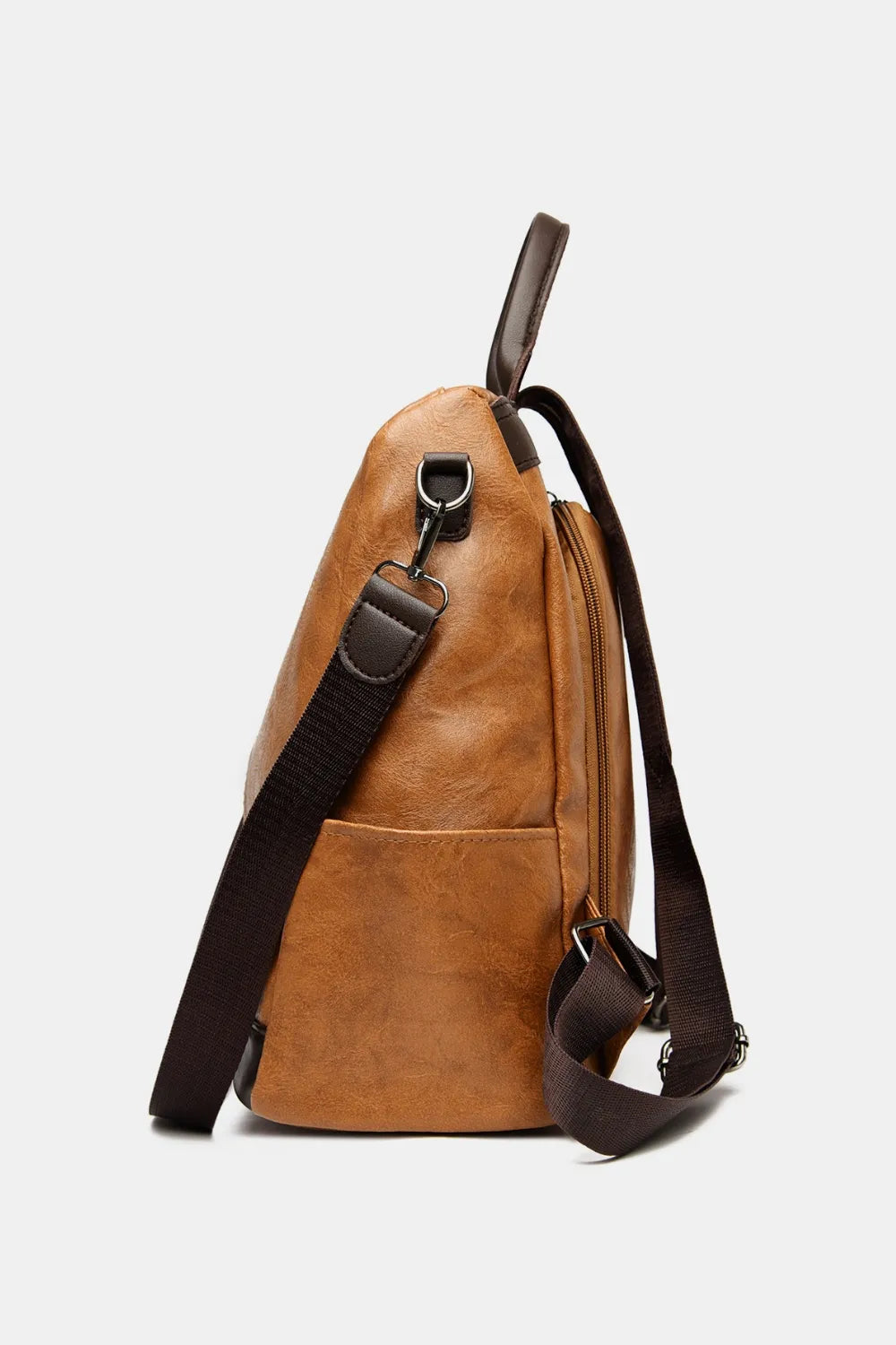 Leather Backpack Bag in Black, Caramel, and Dark Green