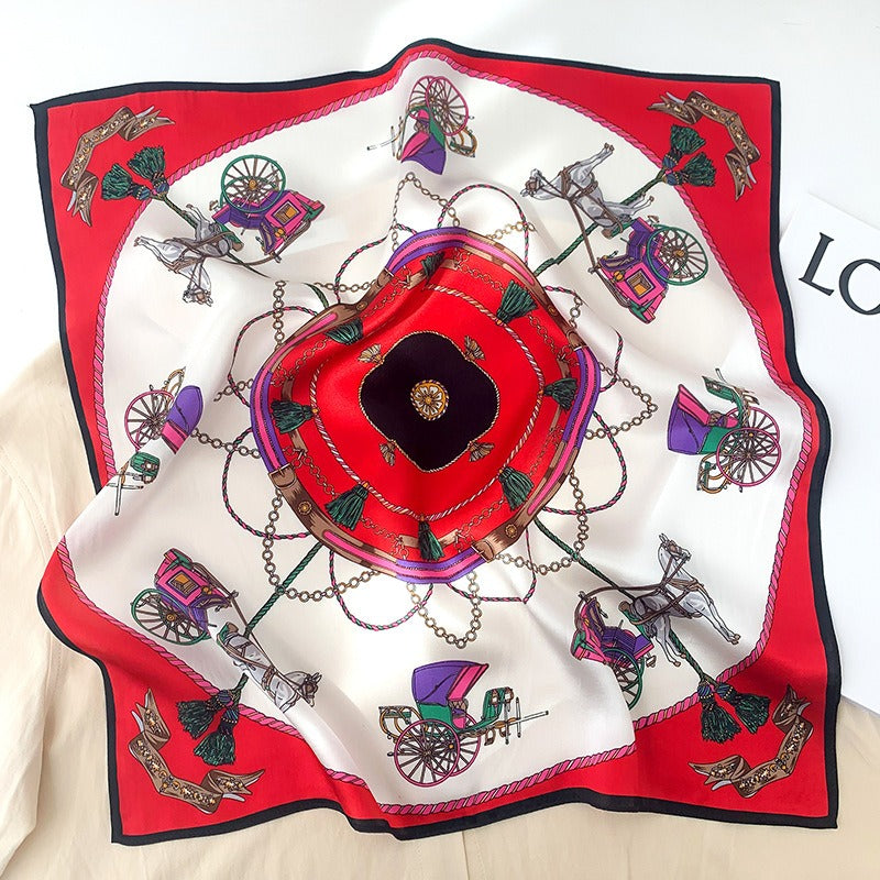 Carriage Silk Warm Scarf - Harajuku Style Square Scarf