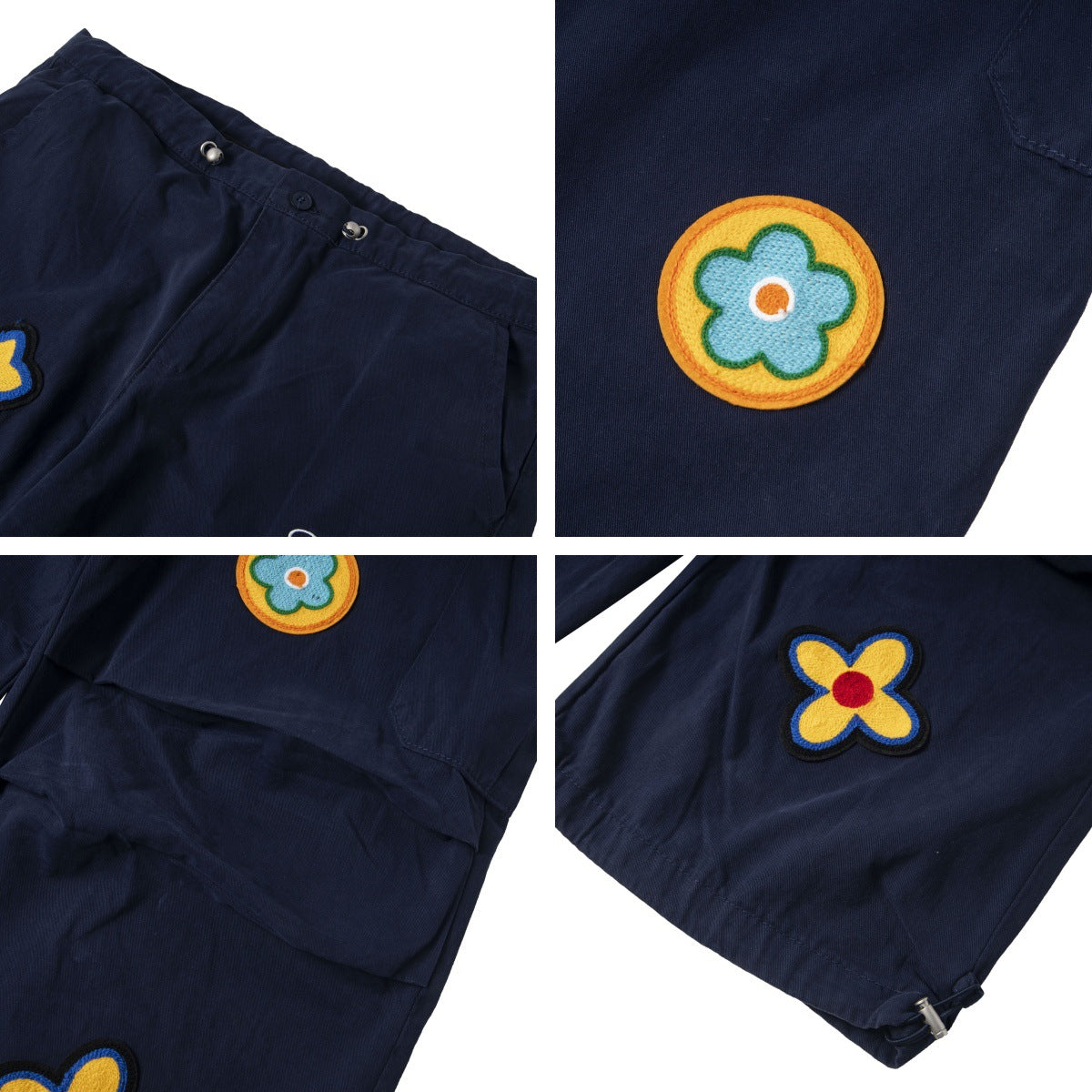 Harajuku Style Embroidered Work Pants with Drawstring