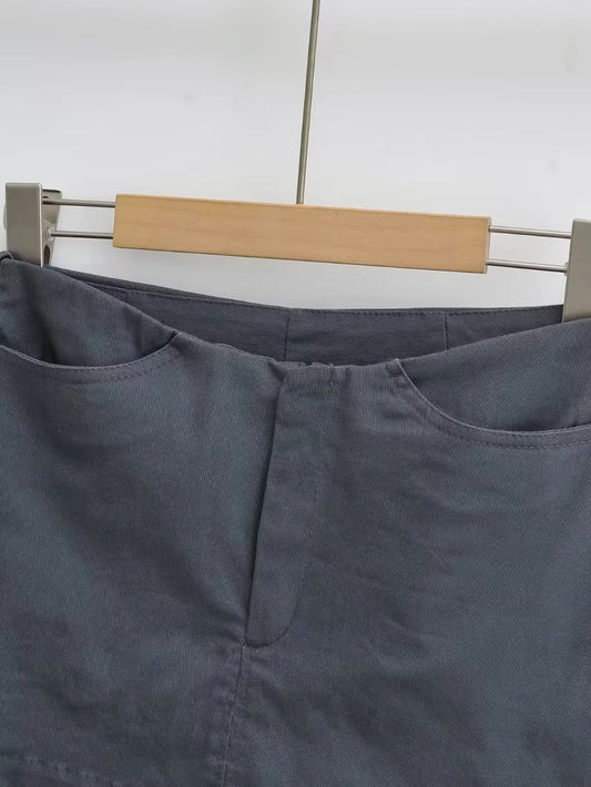 Low Waist Hip Hugging Skirt in Grey and Coffee Colors