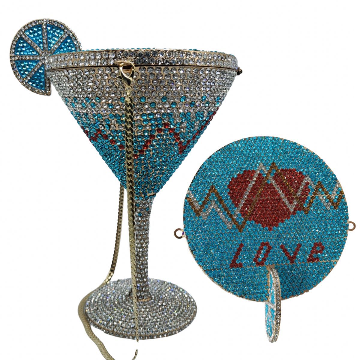 Diamond Studded Cocktail Tall Cup Handheld Bag