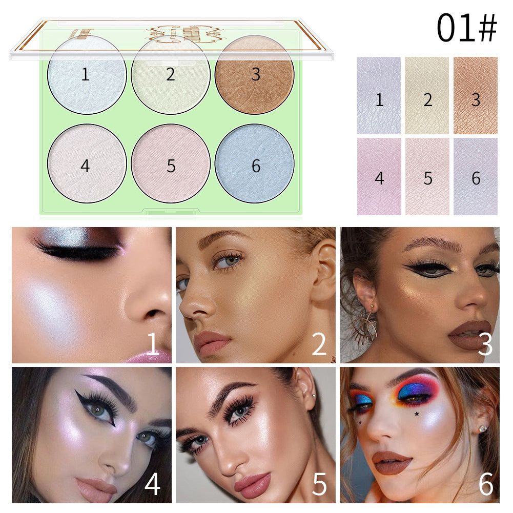 6-Color Highlighter Pearl Brightening Repair Palette