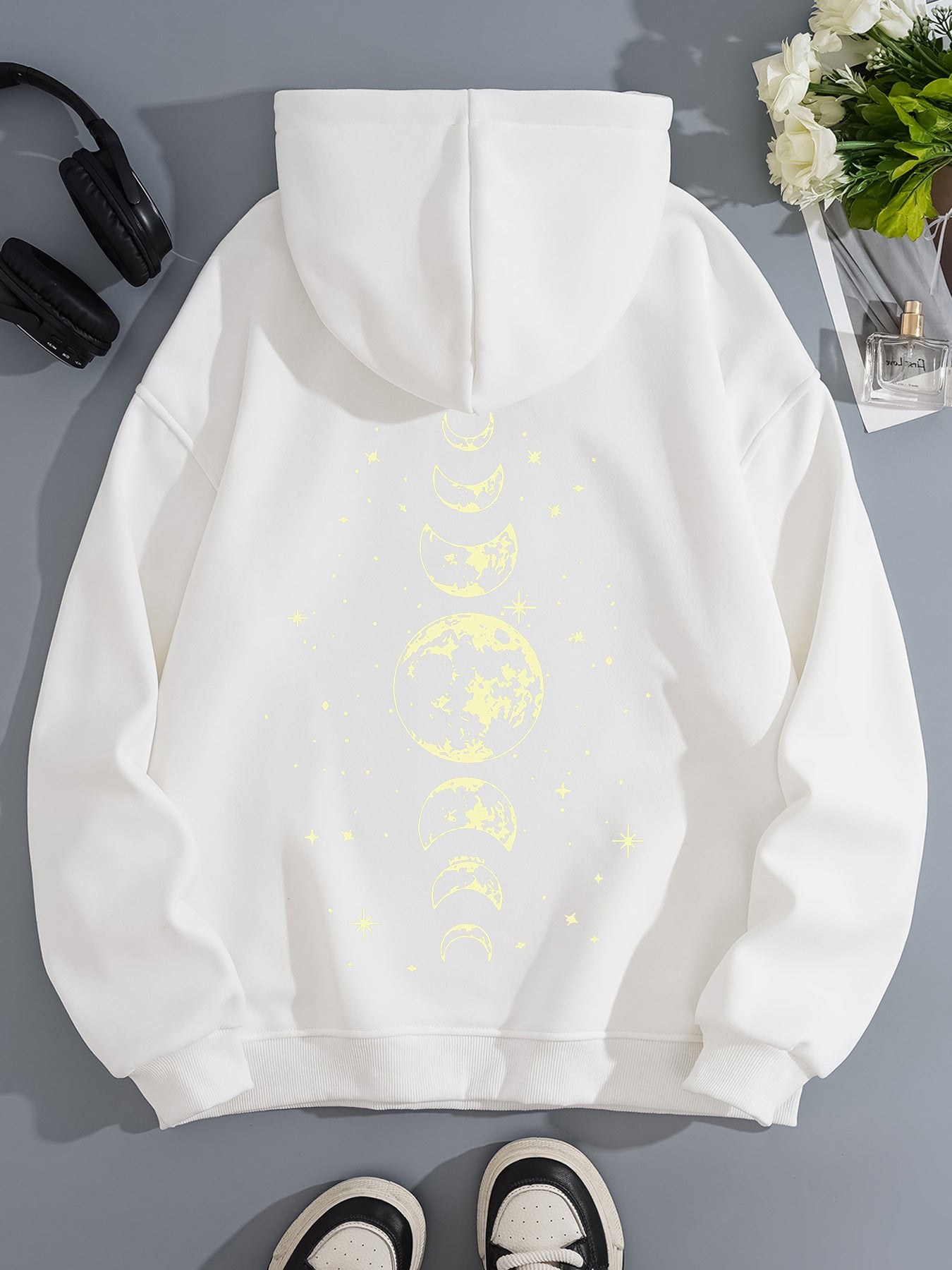 Half Moon and Full Moon Pattern Hoodie
