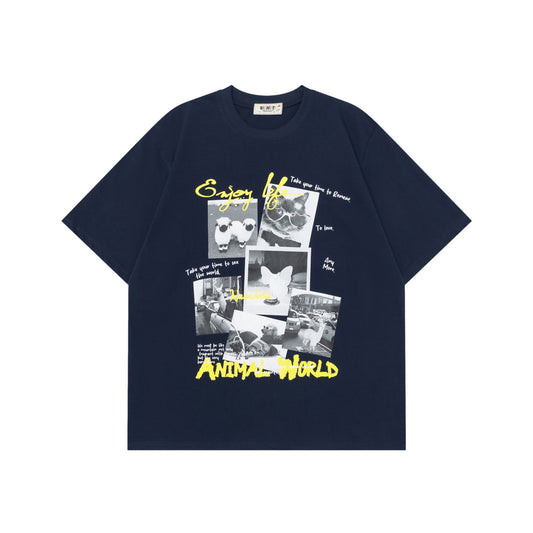 Retro Vintage Photo Print Short Sleeve T-Shirt for Men