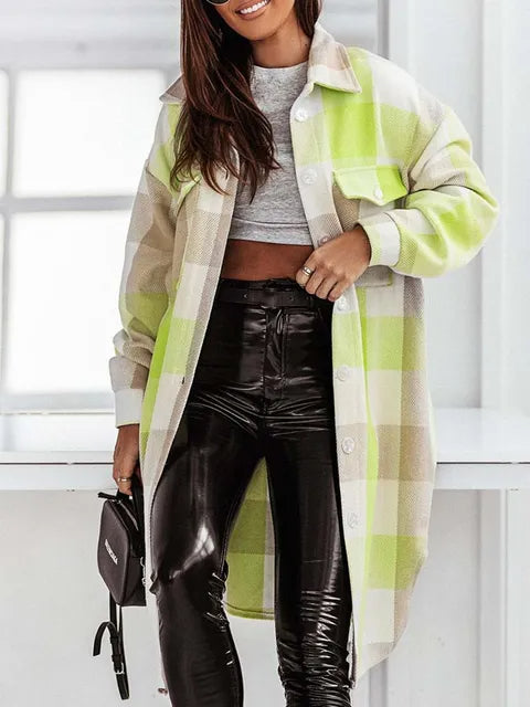 Thick Long Plaid Jacket Coat for Women - Harajuku Style