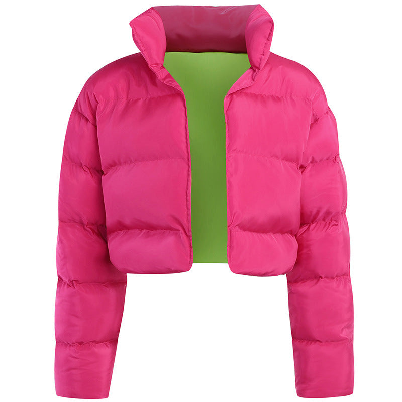 Harajuku Style Contrast Color Short Cotton Coat
