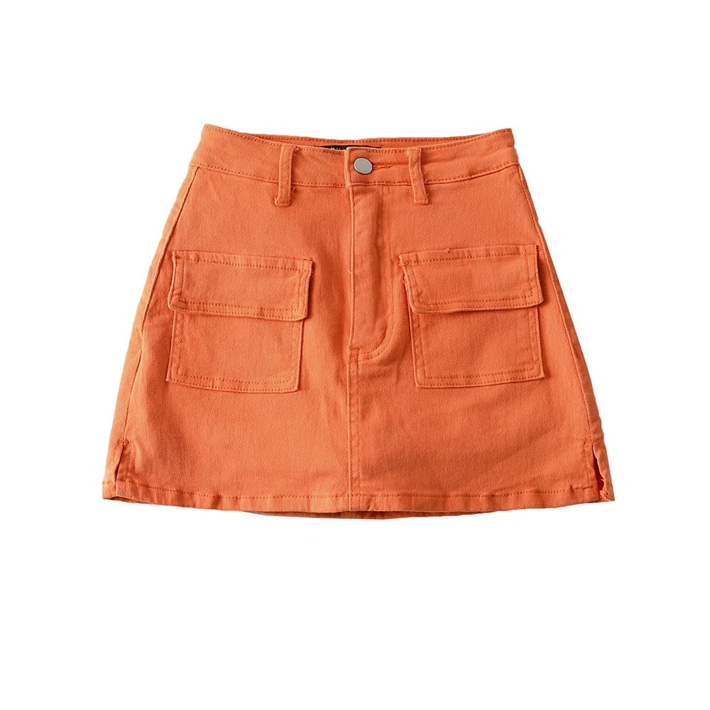 A-Line Denim Mini Skirt and Half Skirt