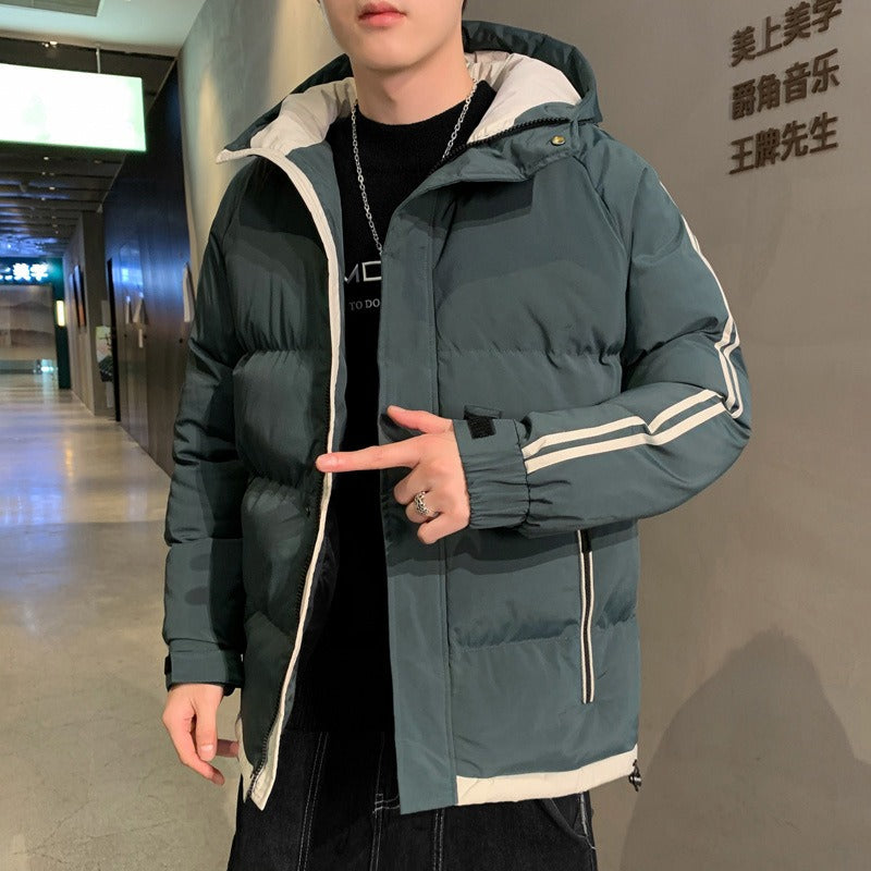 Men's Harajuku-Style Hooded Cotton Jacket - Casual Warm Coat
