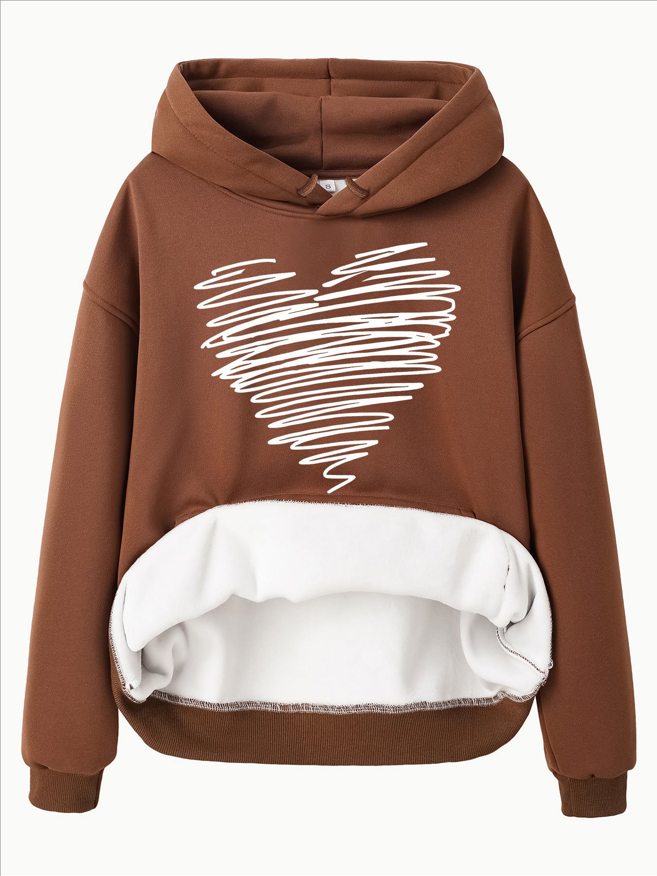 Hoodie with Heart-Shaped Pattern