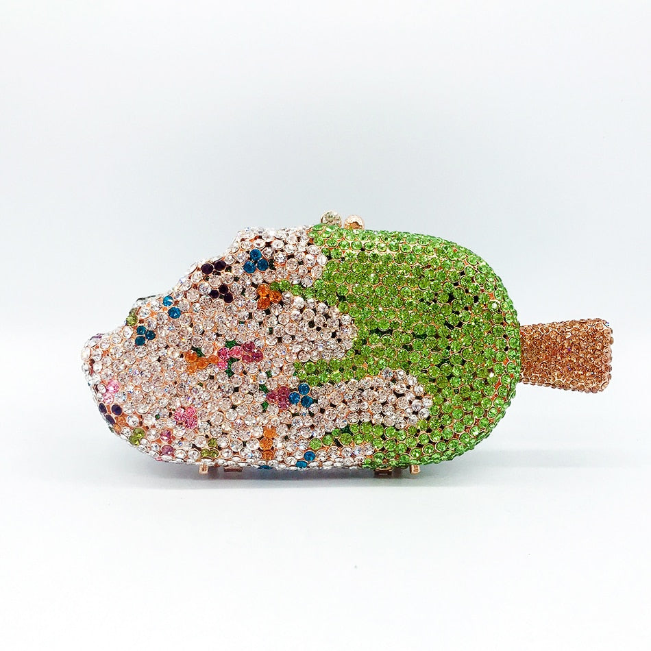 Ice Cream Diamond Evening Clutch Bag - Kawaii Rhinestone Purse