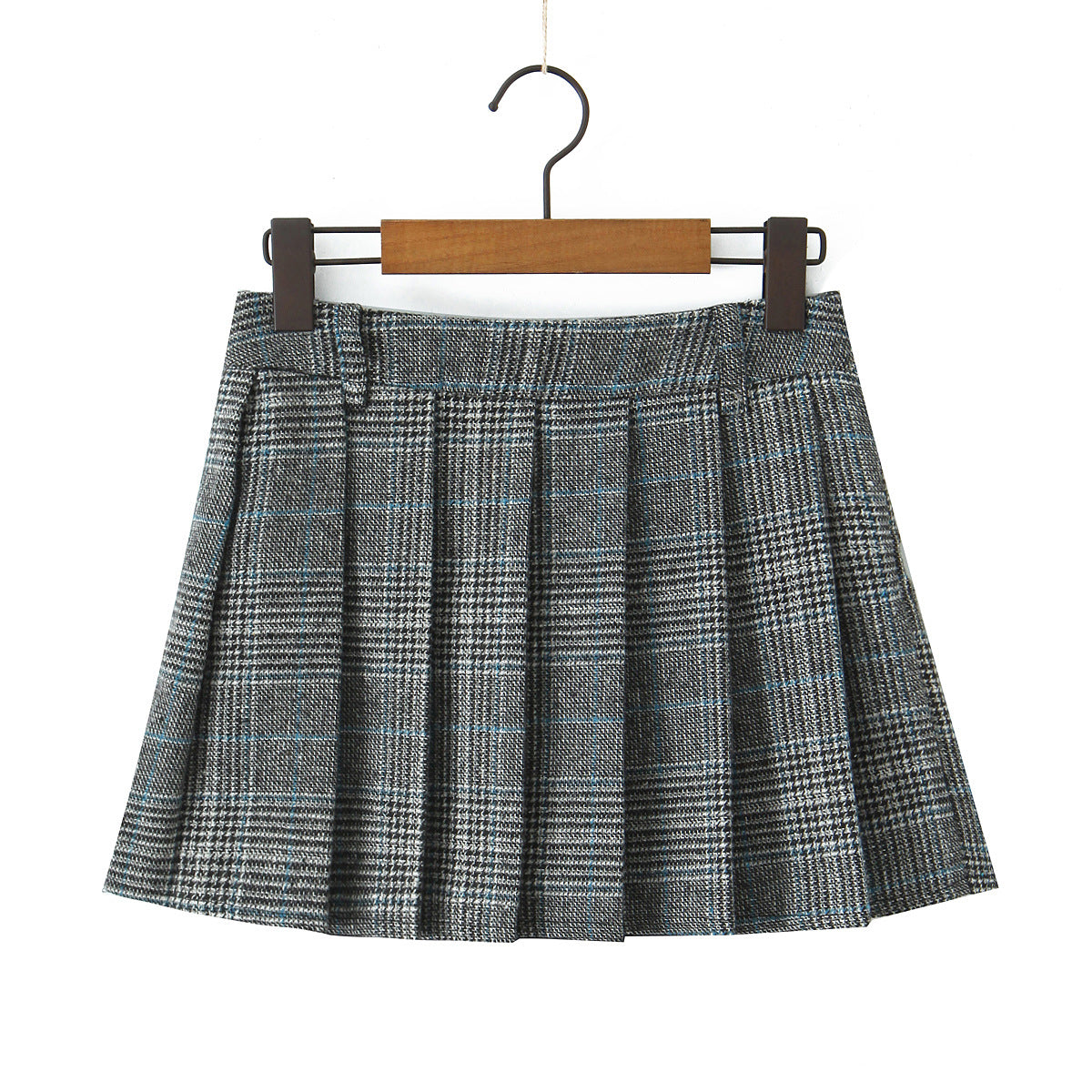 Casual Lined Plaid Pleated Skirt