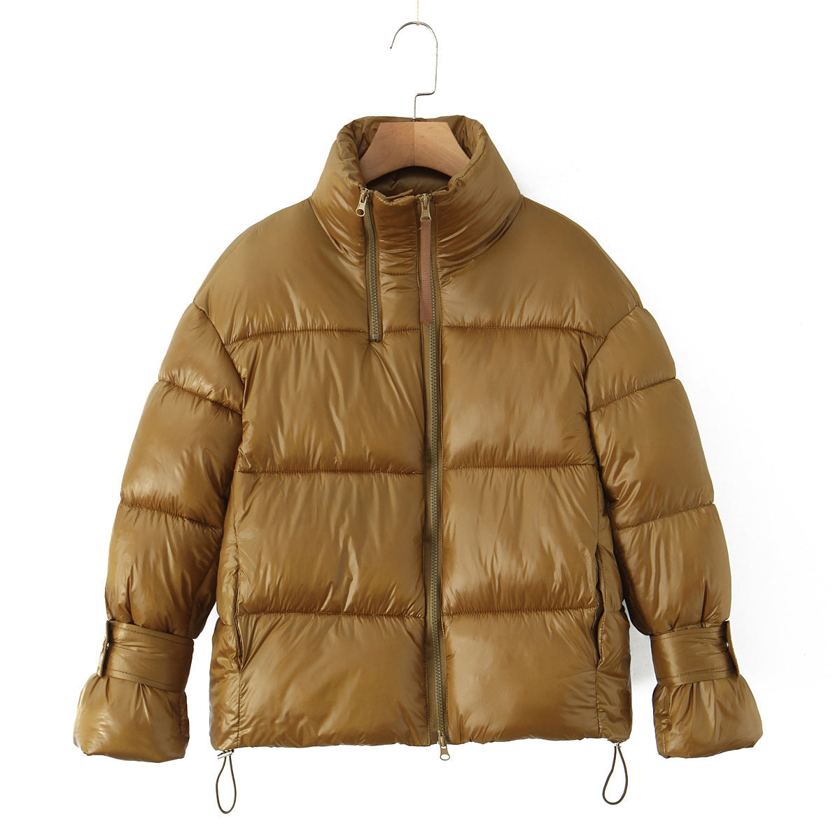 Stand Collar Double Zipper Buckle Long Sleeve Jacket
