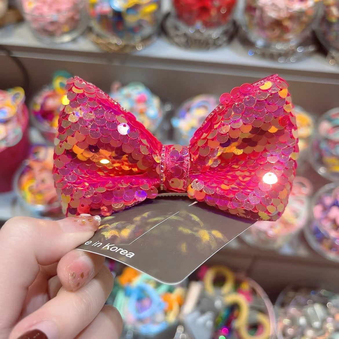 Japanese Style Children's Hair Accessories  Sequins Three-Dimensional Bow Edge Clip Hairpin