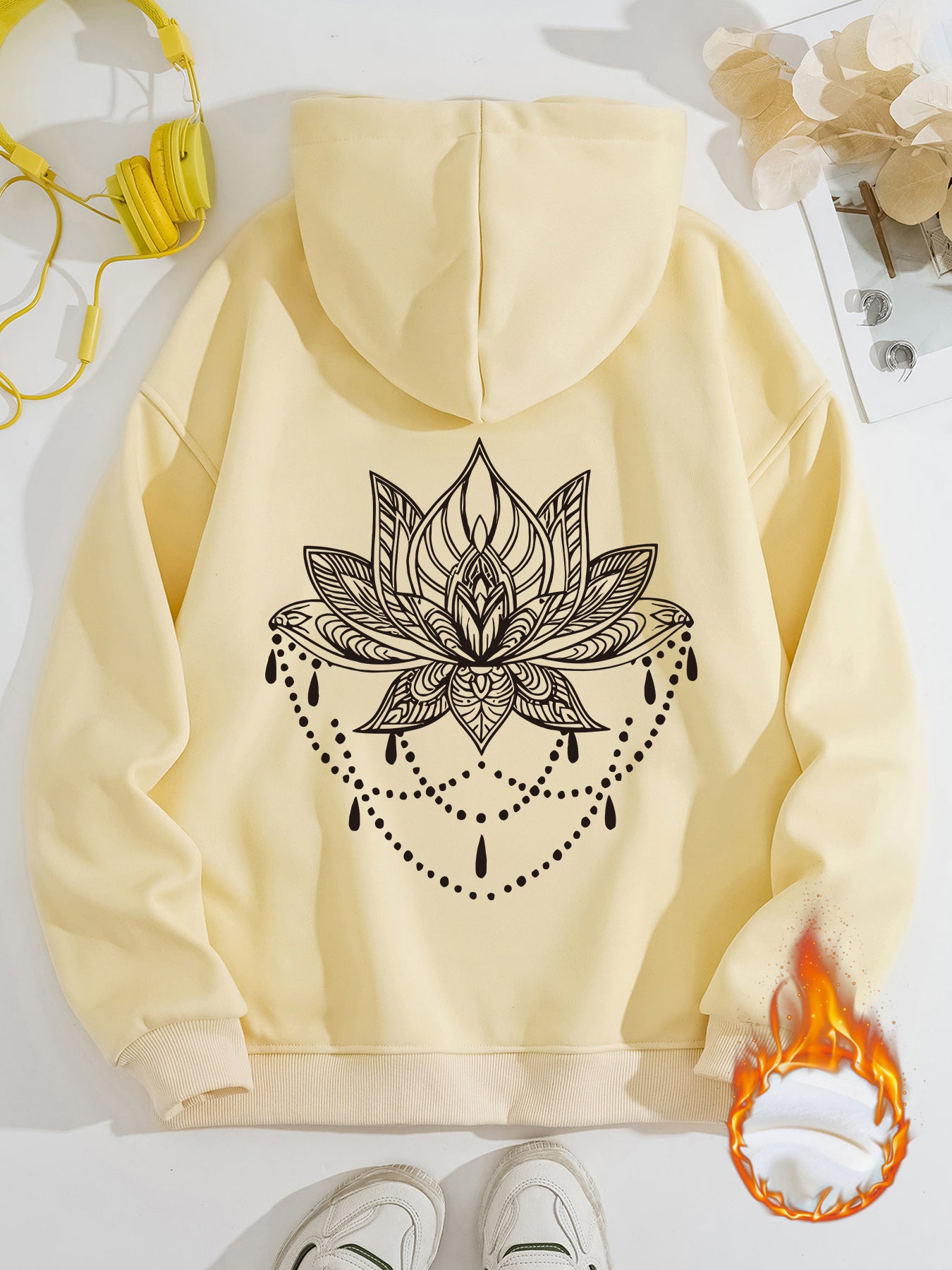 Thick Hoodie with Pattern Print