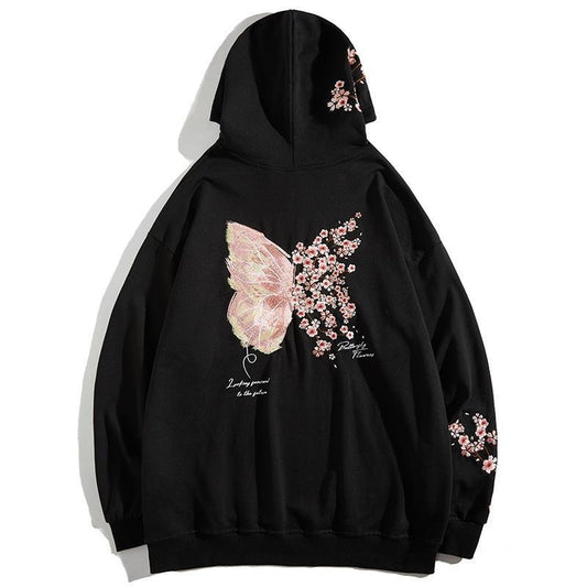Harajuku Style Plum Blossom Stamping Hoodie