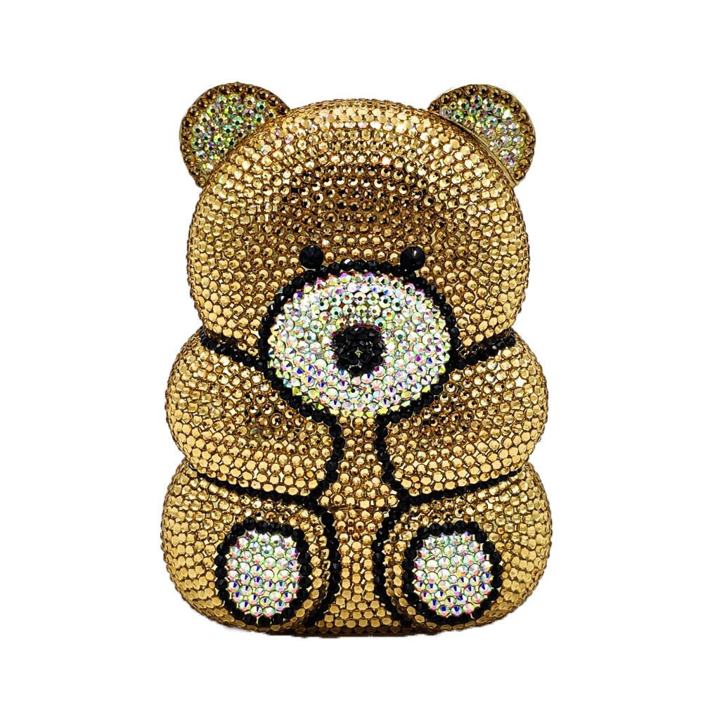 3D Bear Teddy Evening Clutch - Rhinestone Handbag