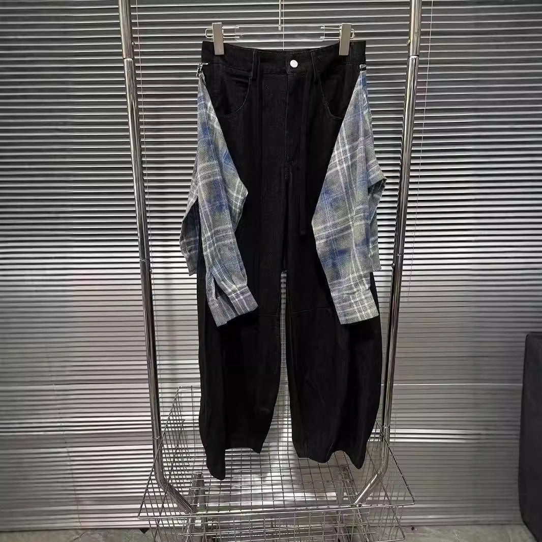 Harajuku Style Wide Leg Pants - Vintage Black